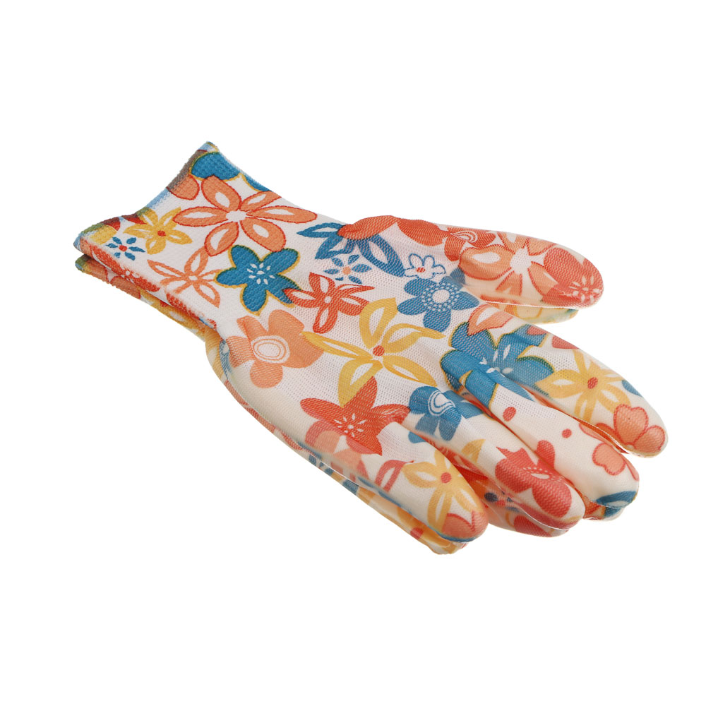 INBLOOM Набор садовых перчаток с нитрил.полуобливом, полиэстер, 3 пары, р.9, 23см, 31г, разноцветные, арт.№ 180-032