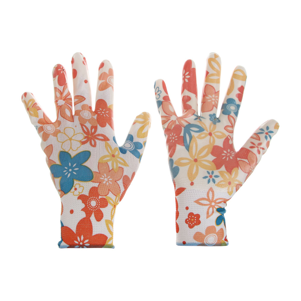 INBLOOM Набор садовых перчаток с нитрил.полуобливом, полиэстер, 3 пары, р.9, 23см, 31г, разноцветные, арт.№ 180-032