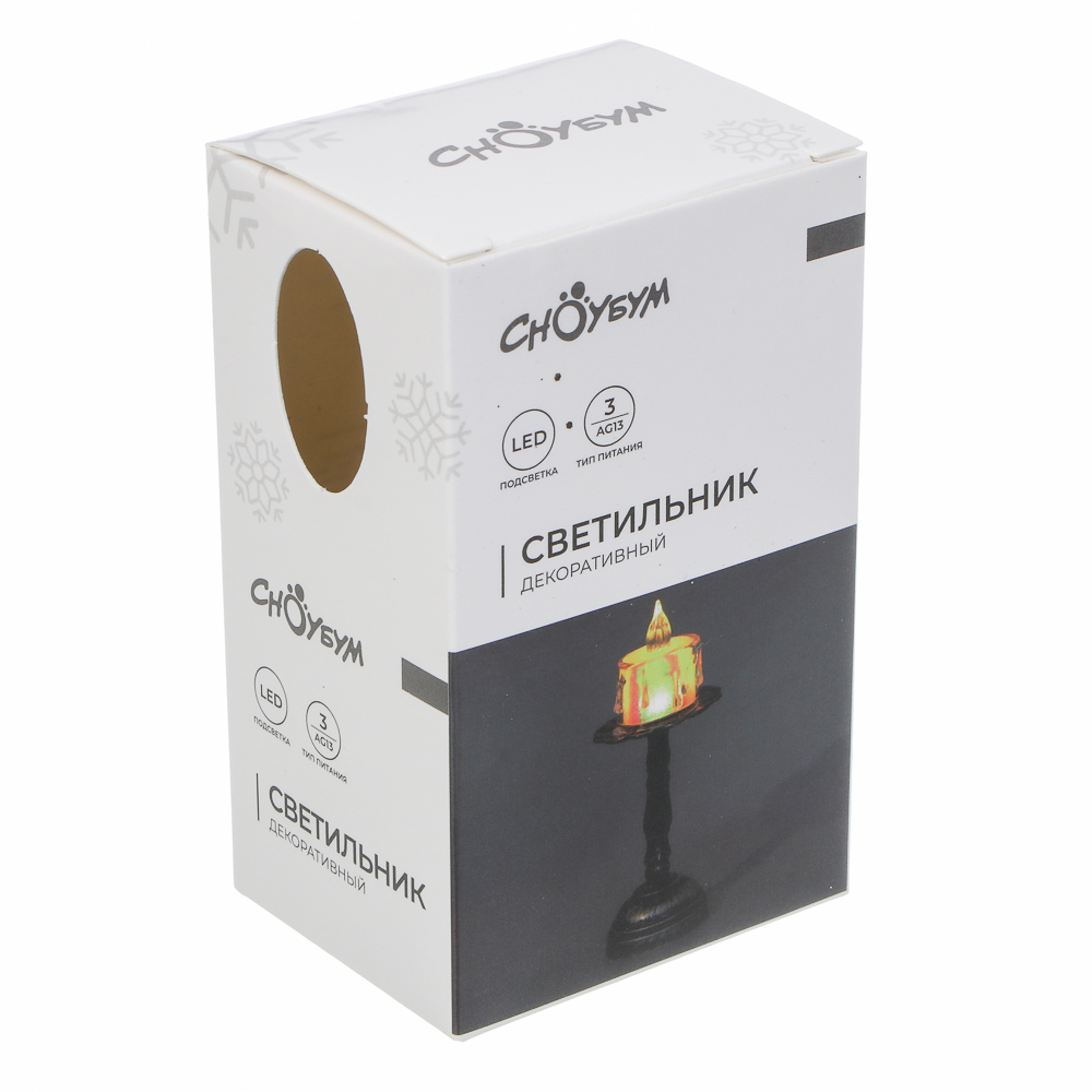 Светильник декоративный LED в виде свечи 6,2x14,5 см СНОУ БУМ, PP, PS, 3хAG13, 1 режим, арт.№ 392-133