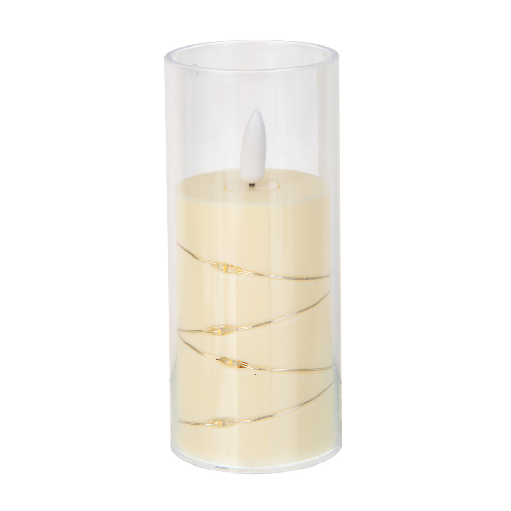 Светильник декоративный LED в виде свечи в стакане 5,5x12,5 см СНОУ БУМ, PP, PS, 3хAG13, 1 режим, арт.№ 392-135