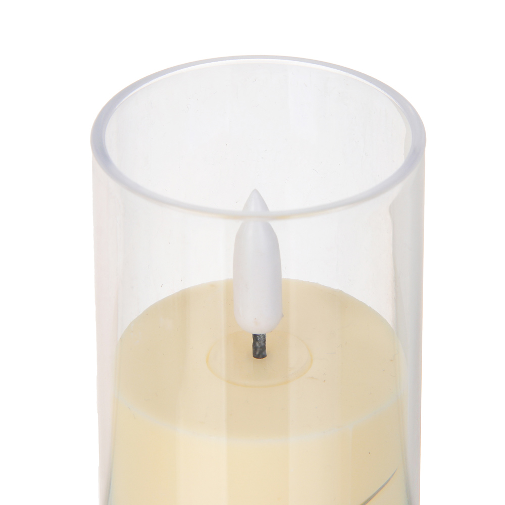 Светильник декоративный LED в виде свечи в стакане 5,5x12,5 см СНОУ БУМ, PP, PS, 3хAG13, 1 режим, арт.№ 392-135