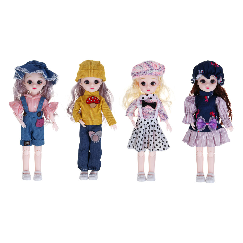 ИГРОЛЕНД Кукла шарнирная, 30 см, в ПВХ боксе, PVC, PP, 6,5х10х30 см,  4 дизайна, арт.№ 436-154