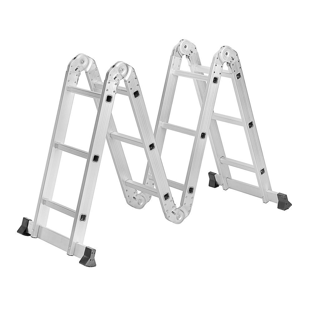 ЕРМАК Лестница-трансформер (макс.нагрузка 150кг) алюминий, 4 секции по 3 ступени,4х3,профиль 1,2мм, арт.№ 624-101