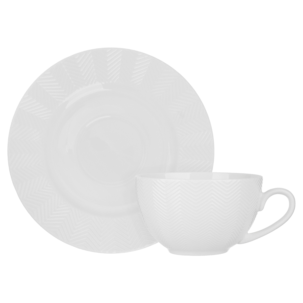 Набор чайный 4 пр., 230мл, MILLIMI, белый рельеф, фарфор, арт.№ 802-542