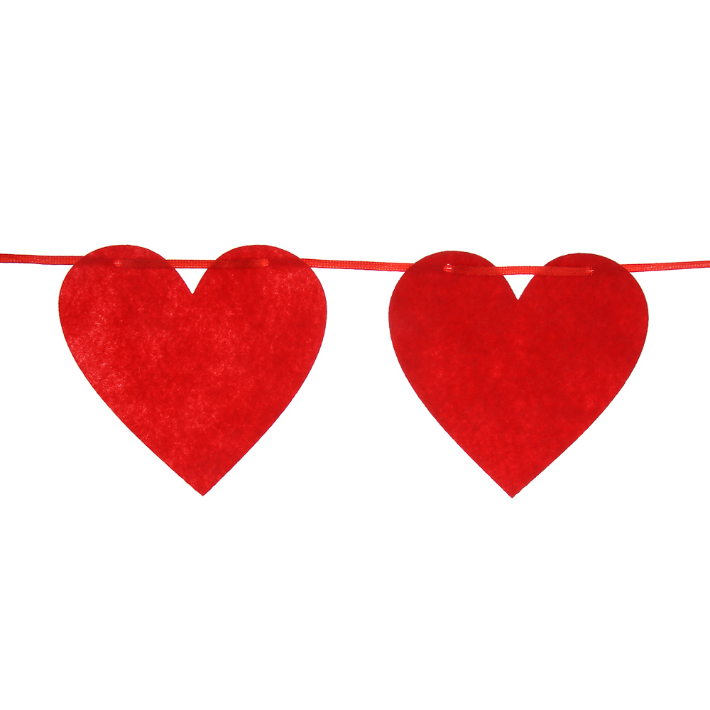 Растяжка гирлянда тм Fntastic "Сердечки" из фетра, на ленте, 3 метра, 10 сердец, красный, арт.№ 521-150