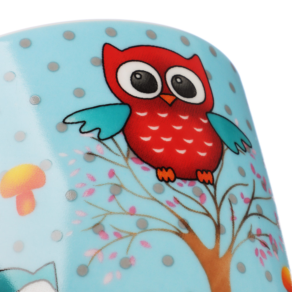 Кружка 350мл, фарфор, "Совята", 4 цвета, арт.№ 806-234