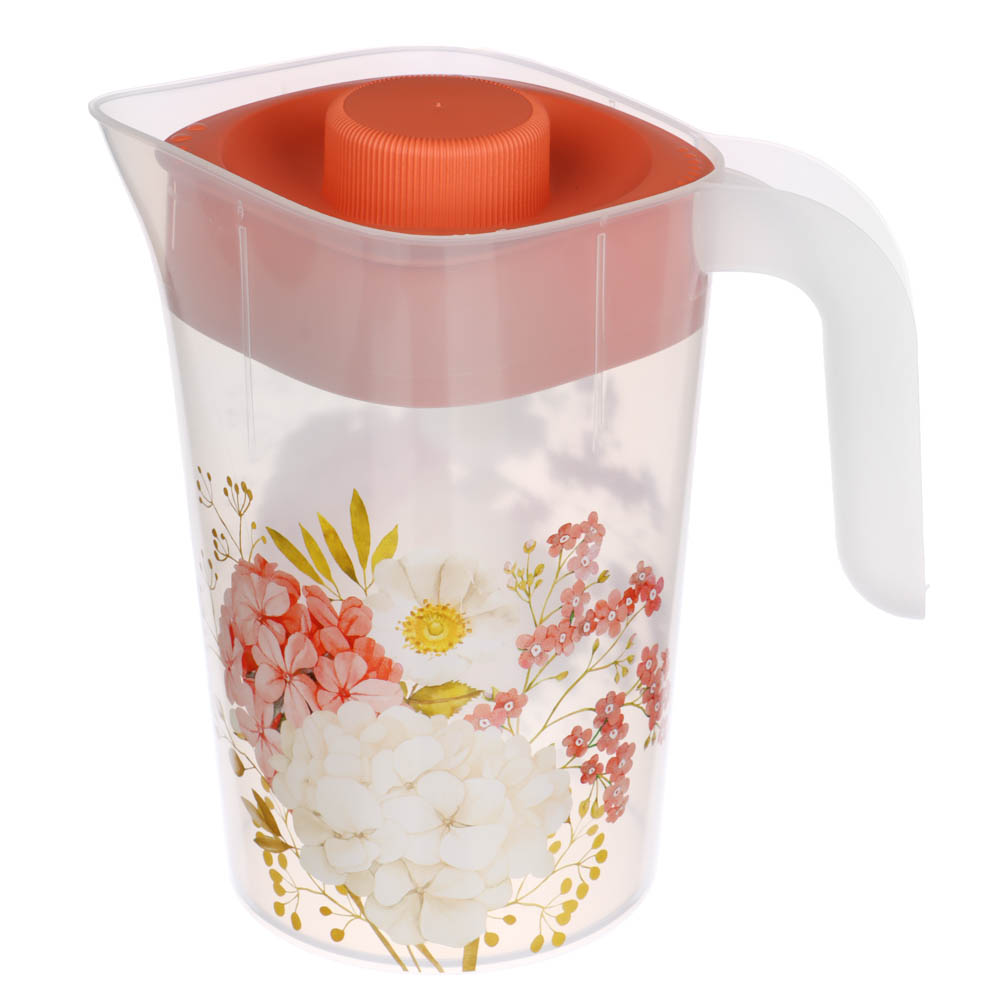 Кувшин с крышкой 2л, Цветы, пластик, арт.№ 861-426