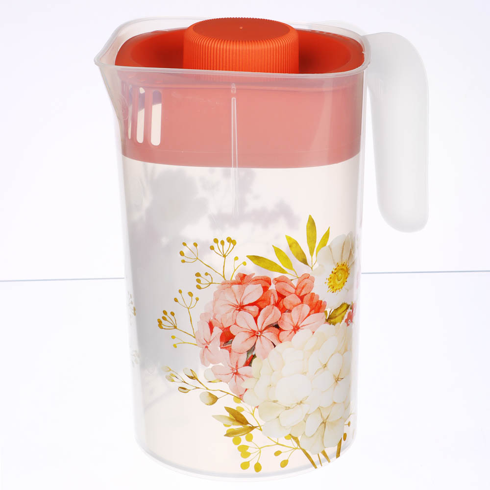 Кувшин с крышкой 2л, Цветы, пластик, арт.№ 861-426