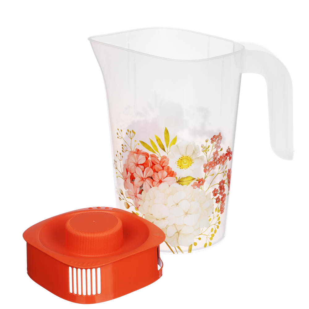 Кувшин с крышкой 2л, Цветы, пластик, арт.№ 861-426