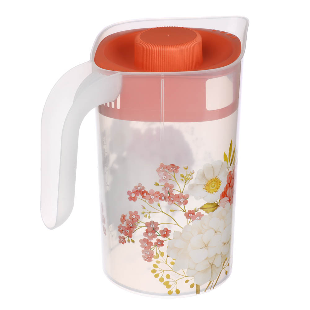 Кувшин с крышкой 2л, Цветы, пластик, арт.№ 861-426