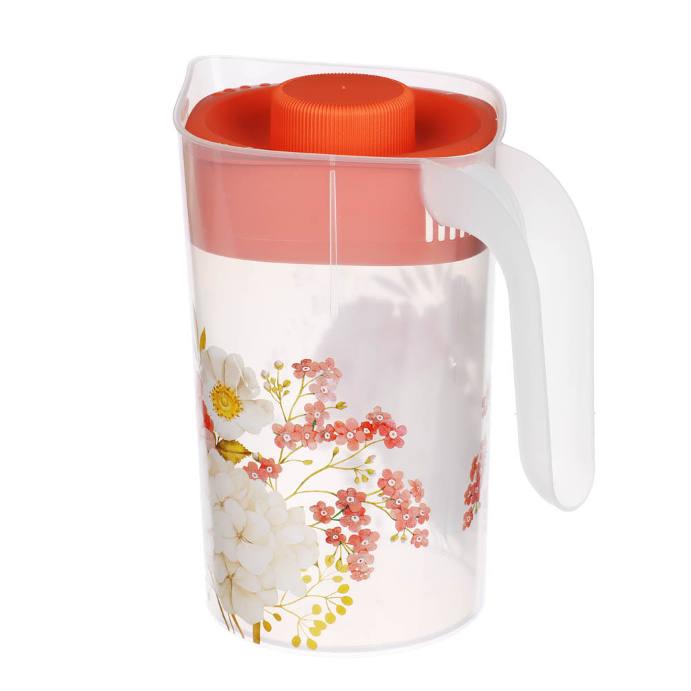 Кувшин с крышкой 2л, Цветы, пластик, арт.№ 861-426