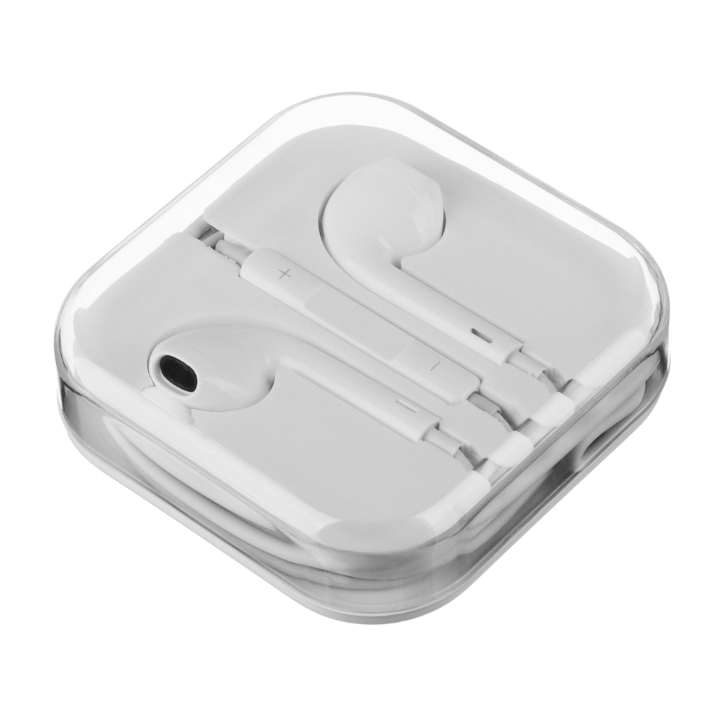 Наушники проводные вкладыши BY Классика, гарнитура,пластиковый бокс, белые, арт.№ 916-012