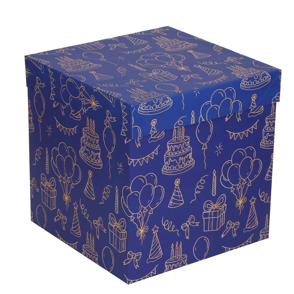 Коробка складная 22x22x22см, бумага, 4 дизайна, арт.№ 207-239