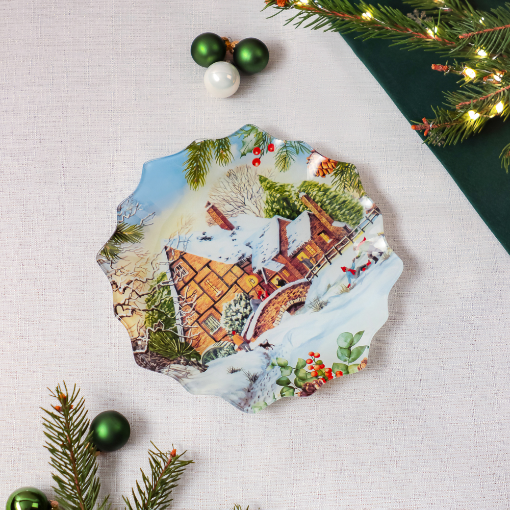 Зимние забавы Блюдо круглое, 20см, стекло, 2025, арт.№ 820-896