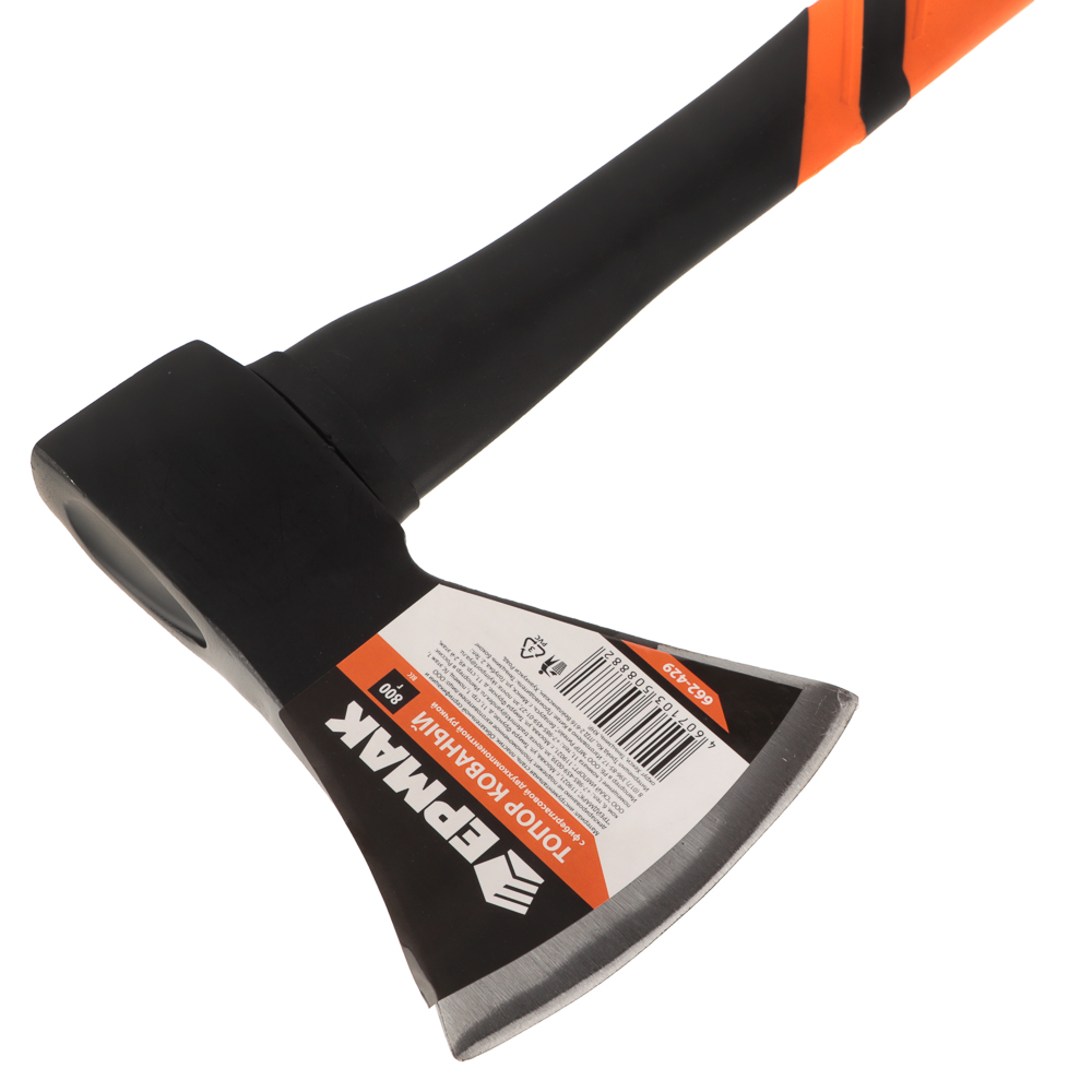 ЕРМАК Топор кованый с фиберглассовой двухкомпонентной ручкой 800г, арт.№ 662-429