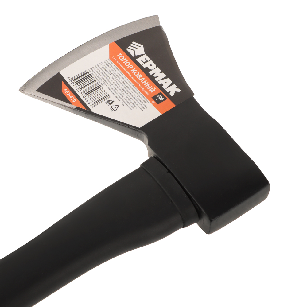 ЕРМАК Топор кованый с фиберглассовой двухкомпонентной ручкой 800г, арт.№ 662-429