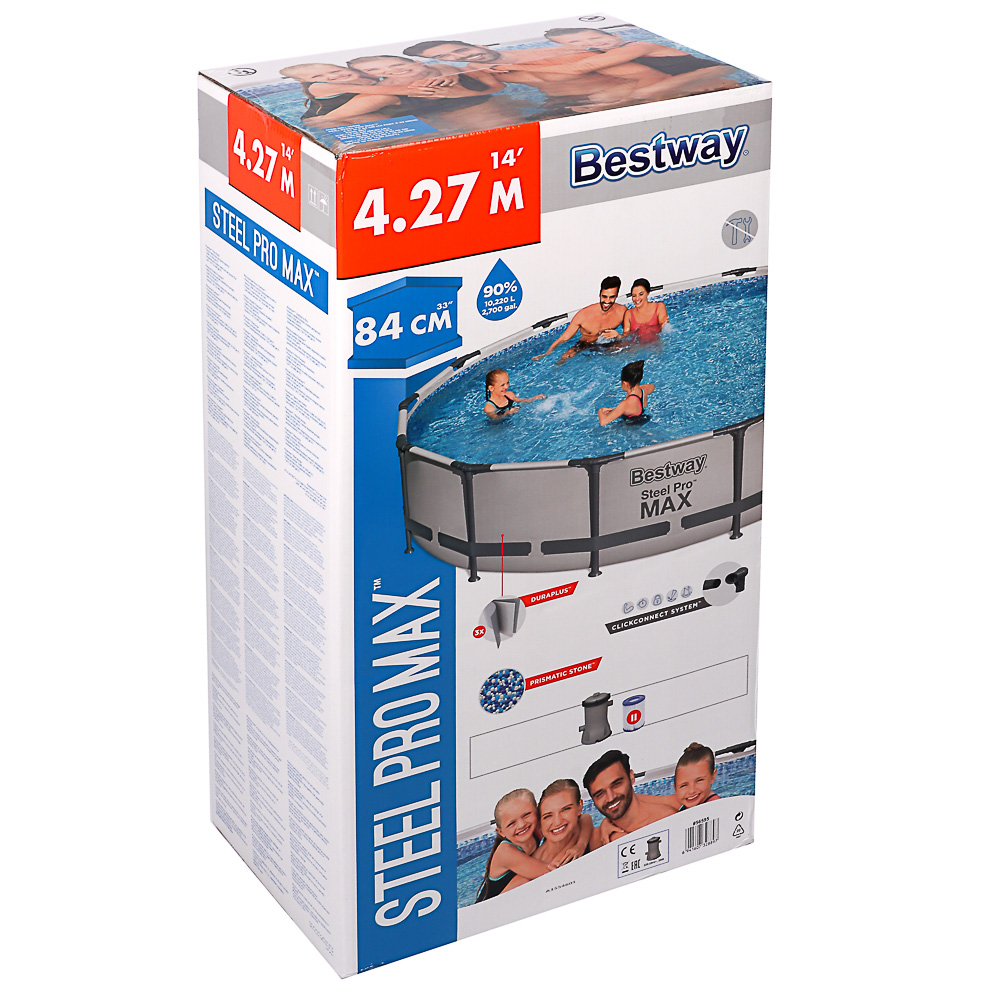 BESTWAY Круглый бассейн, ПВХ, 427х84см, 10220л, с фильтр-насосом, 56595, арт.№ 107-207