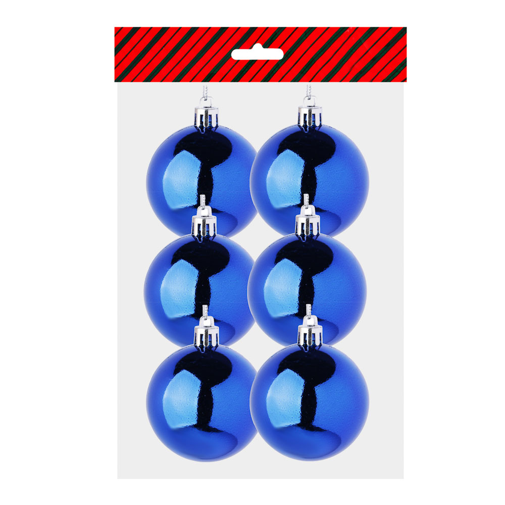 СНОУ БУМ Набор шаров 6шт 6см пластик, синий, арт.№ 372-538