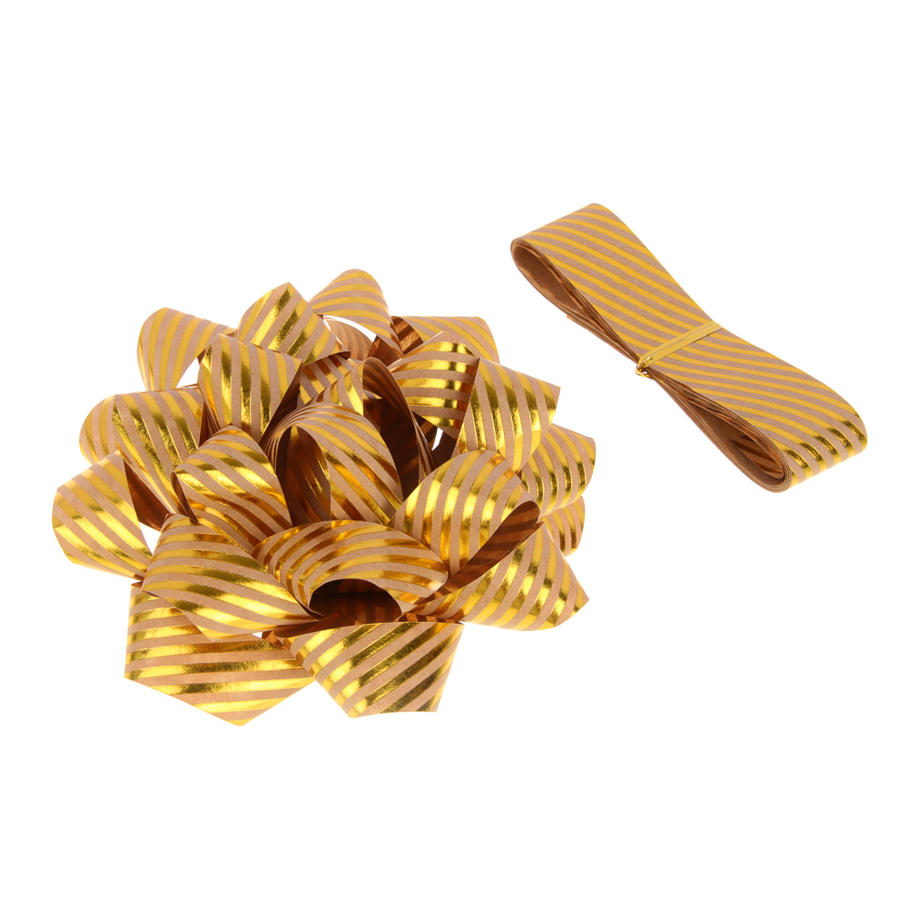 Набор для упаковки подарка, бумага крафт с фольгированным слоем, лента 300х2,5см, бант 2см, 6 диз., арт.№ 505-001