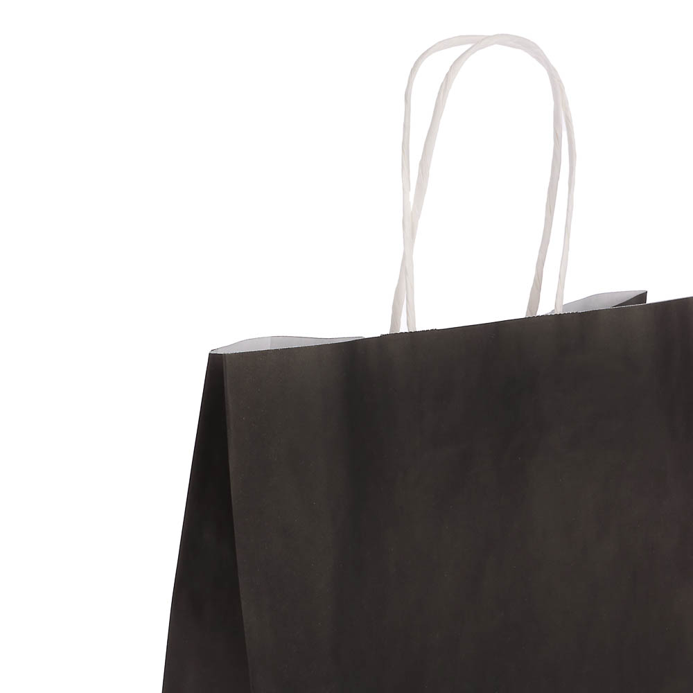 Пакет подарочный с кручеными белыми ручками L 24x14x3 0см, "Черный" внутри белый, арт.№ 507-516