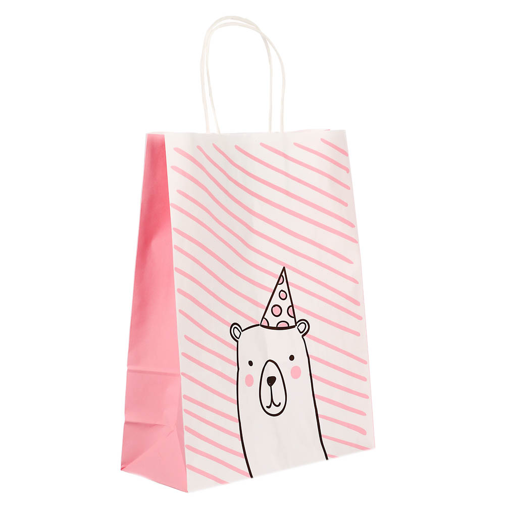 Пакет подарочный с кручеными ручками L 24x10,5x32 см, "Мишка", арт.№ 507-518