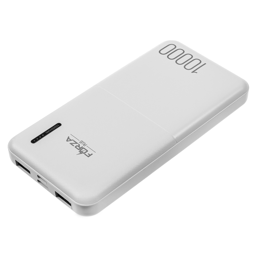 Аккумулятор мобильный FORZA 10000мАч, 2xUSB, 2А, 2 цвета, арт.№ 916-214