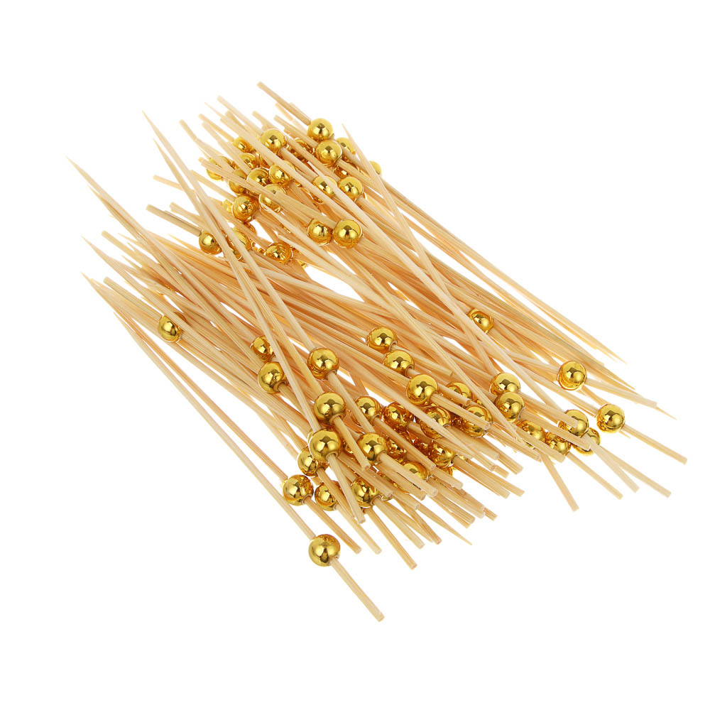 Fntastic Шпажки "Золотая жемчужина", 100 шт, 12 см, бамбук, пластик, арт.№ 349-613