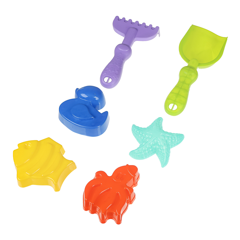 Набор для игры в песке, ИГРОЛЕНД, 6 предметов, пластик, для детей 3+, арт.№ 430-131