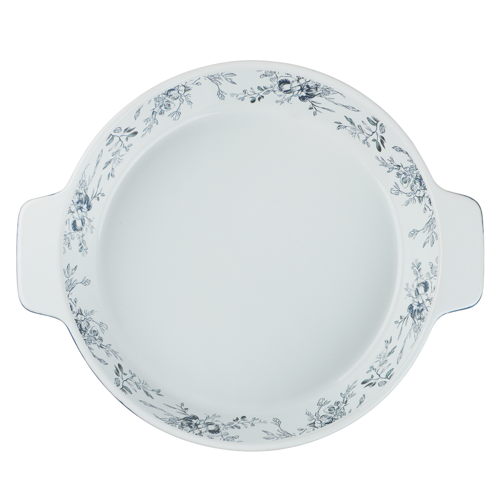 Форма для запекания и сервировки круглая 25,5х21,5х5см тм MILLIMI цветы, керамика, арт.№ 826-008