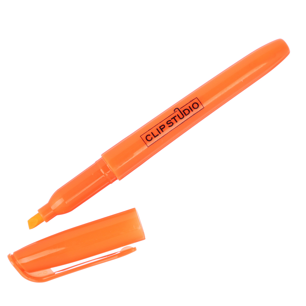 Маркер-выделитель оранжевый, круглый корпус, скошенный наконечник, линия 4мм, арт.№ 526-495