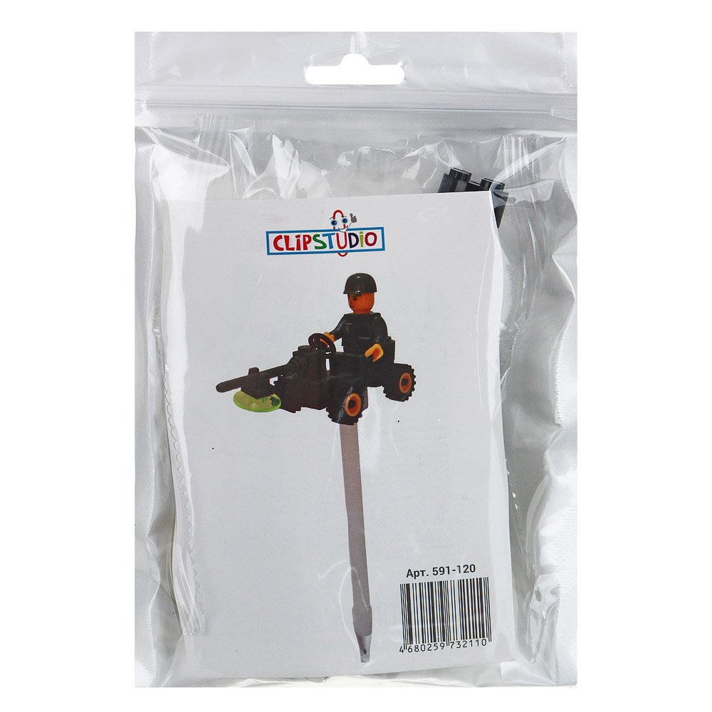 ClipStudio Ручка-конструктор шариковая с мини-фигуркой "Транспорт", 13,2 см, пластик, арт.№ 591-120