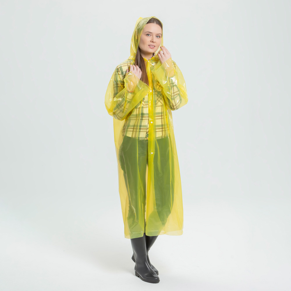 INBLOOM Дождевик-плащ глянцевый, 110x65см, с кнопками, полиэтилен, 25 мкр.,  5 цветов, арт.№ 457-210
