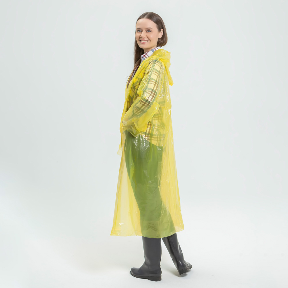 INBLOOM Дождевик-плащ глянцевый, 110x65см, с кнопками, полиэтилен, 25 мкр.,  5 цветов, арт.№ 457-210