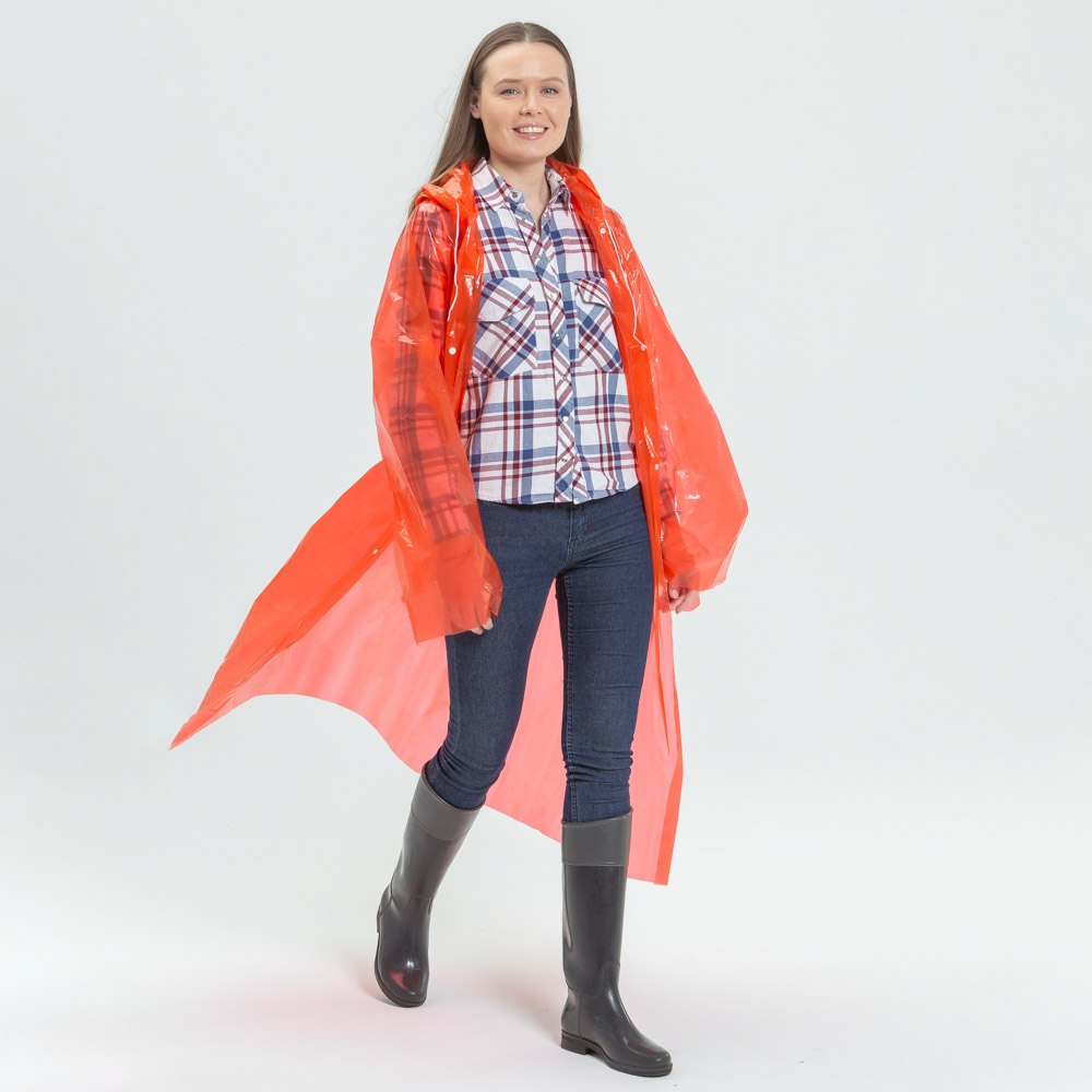 INBLOOM Дождевик-плащ глянцевый, 110x65см, с кнопками, полиэтилен, 25 мкр.,  5 цветов, арт.№ 457-210