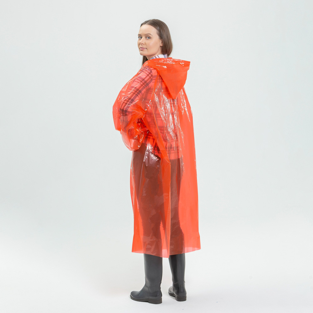 INBLOOM Дождевик-плащ глянцевый, 110x65см, с кнопками, полиэтилен, 25 мкр.,  5 цветов, арт.№ 457-210