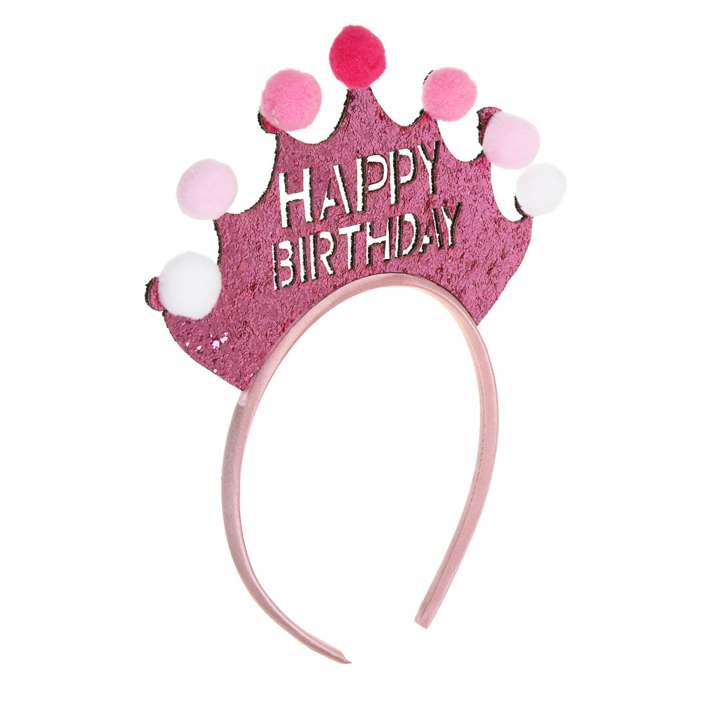 FNtastic Ободок праздничный С Днем Рождения, пластик, 21x17 см, 4 цвета, арт.№ 585-056