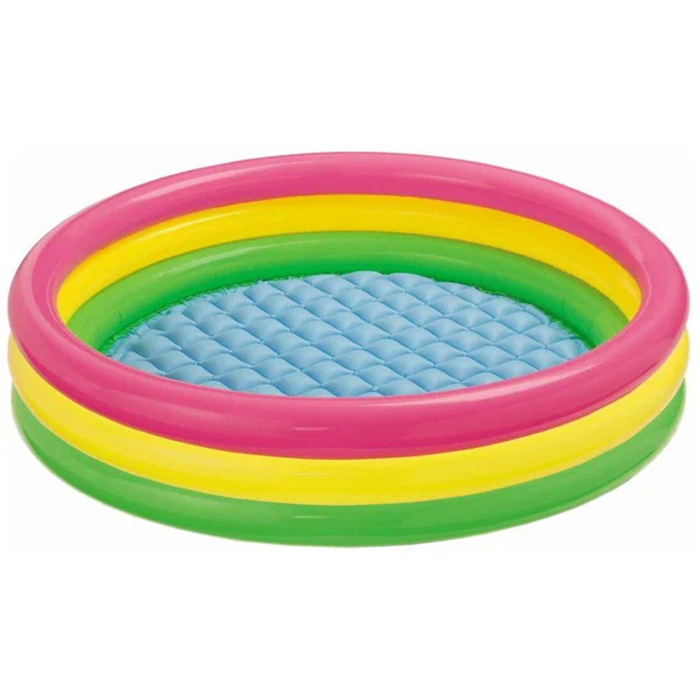 INTEX Бассейн детский "Цветные кольца", 147x33см, надувное дно, заплатка, от 2 лет, 57422NP, арт.№ 359-005