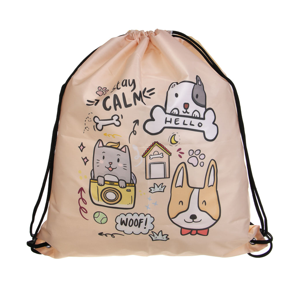 Мешок для сменной обуви на завязках, 40х47см, "Минисо Стайл", полиэстер, ОПП пакет, арт.№ 524-326