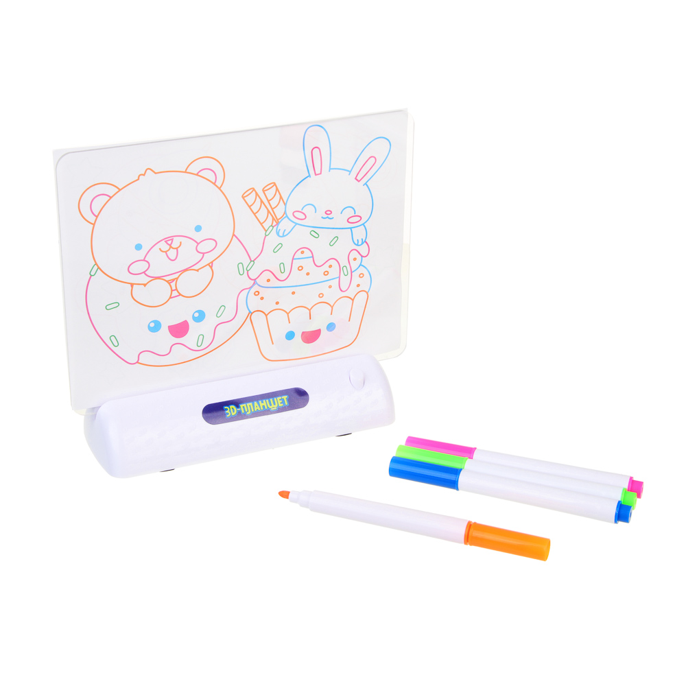 ИГРОЛЕНД 3D-планшет для рисования с подсветкой, пластик, бумага, арт.№ 280-037