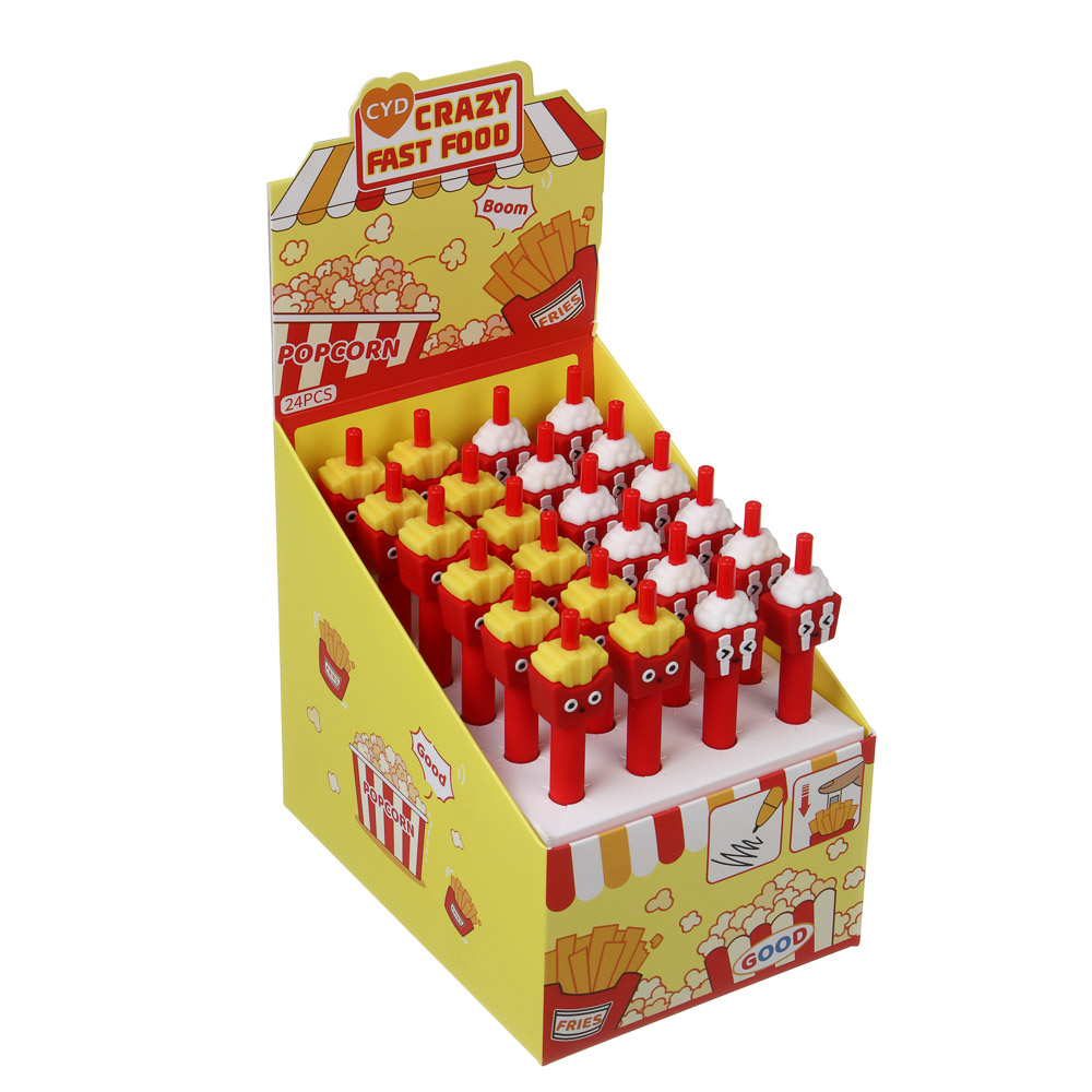 Ручка гелевая автоматическая синяя 0,5мм, "Фаст Фуд", 2 вида, шоу-бокс, арт.№ 591-302