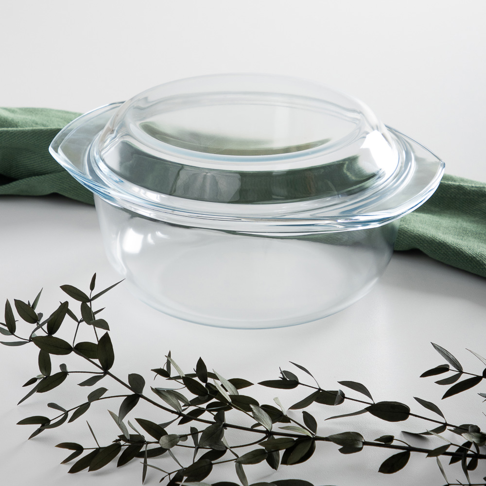 SATOSHI Кастрюля жаропрочная с крышкой, стекло, 26,7х22,7х10,6см, 2л, арт.№ 825-029