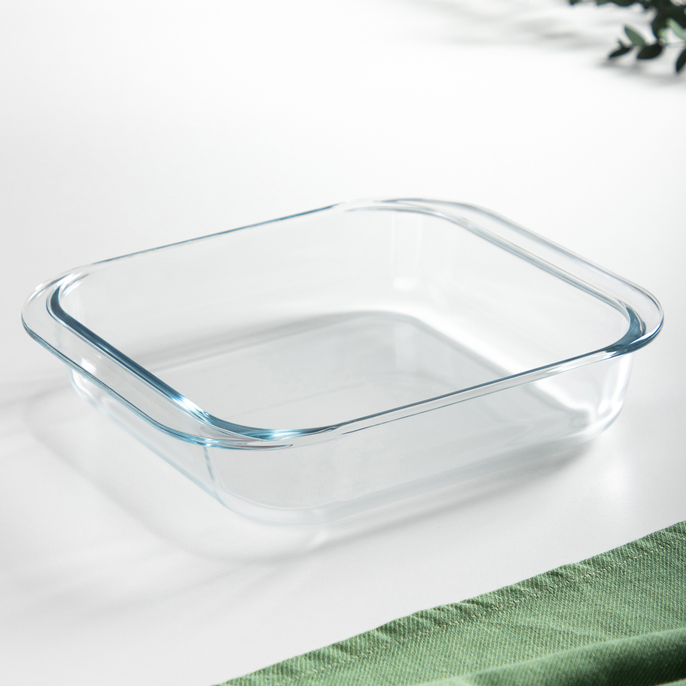 SATOSHI Форма для запекания жаропрочная квадратная, с ручками, стекло, 21,3x18,9x5см, 1,1л, арт.№ 825-031