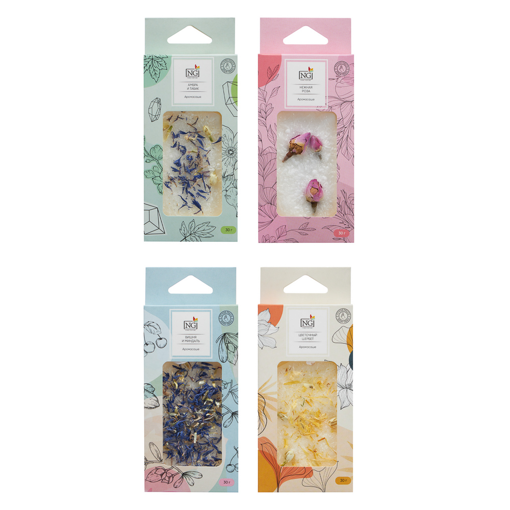 NEW GALAXY Ароматизатор Саше, 30гр, ЦветочныйЩербет, АмбраТабак, НежнаяРоза, ВишняМиндаль, арт.№ 778-191