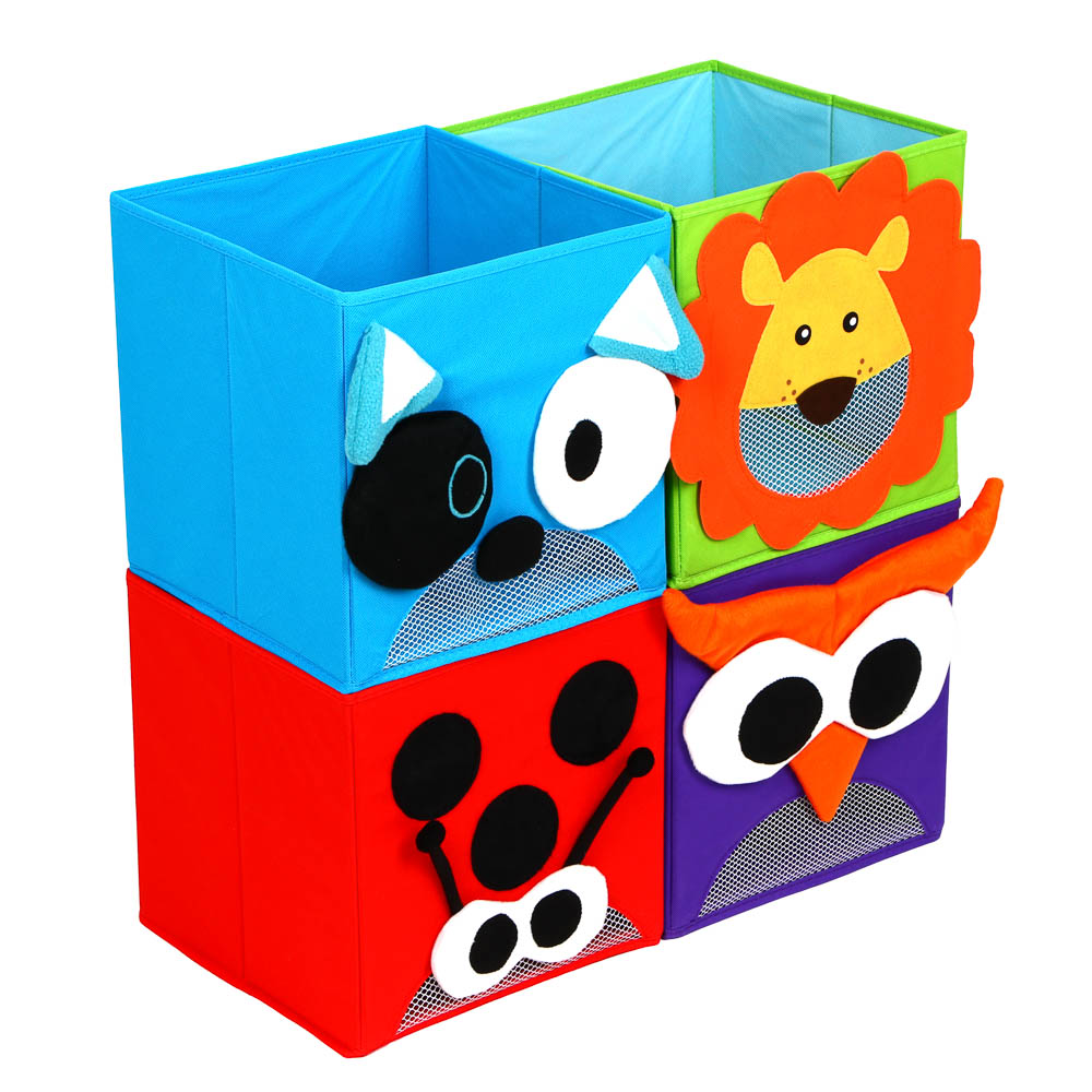 ИГРОЛЕНД Бокс для хранения игрушек "Глазастики", нетканый материал, картон, 27х27х27см, 4 дизайна, арт.№ 275-055