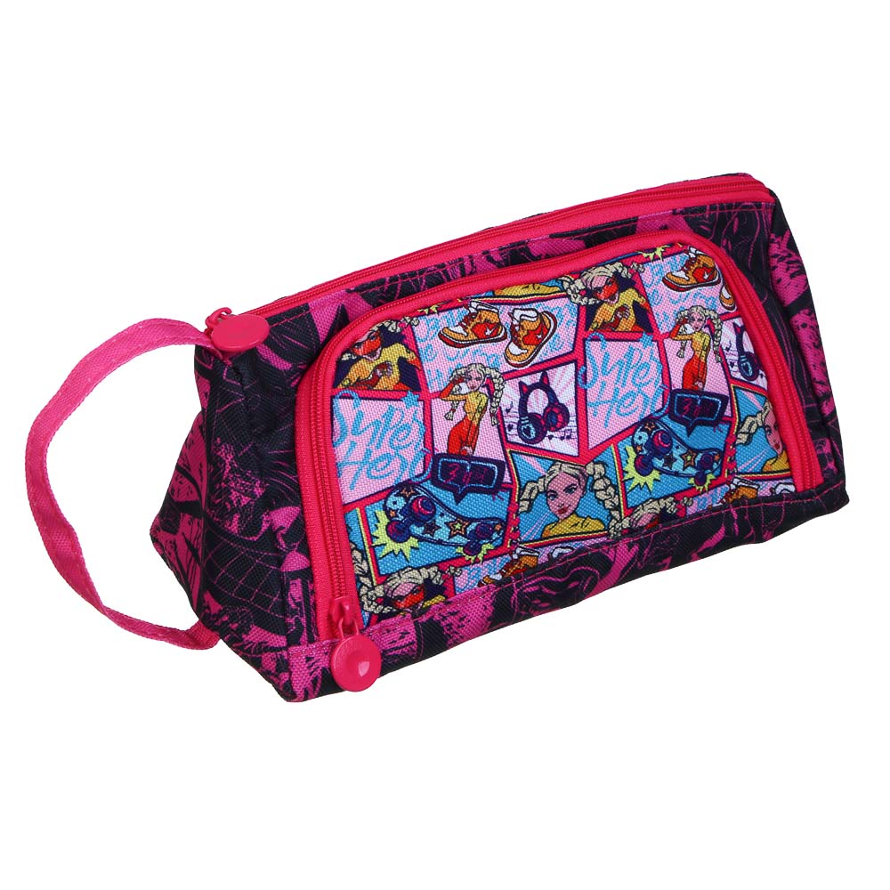 Пенал школьный треугольный 20,5х10х8 см BY Русские Супергерои "Заря", 2 отделения, объемный до 70 предметов, арт.№ 801-066