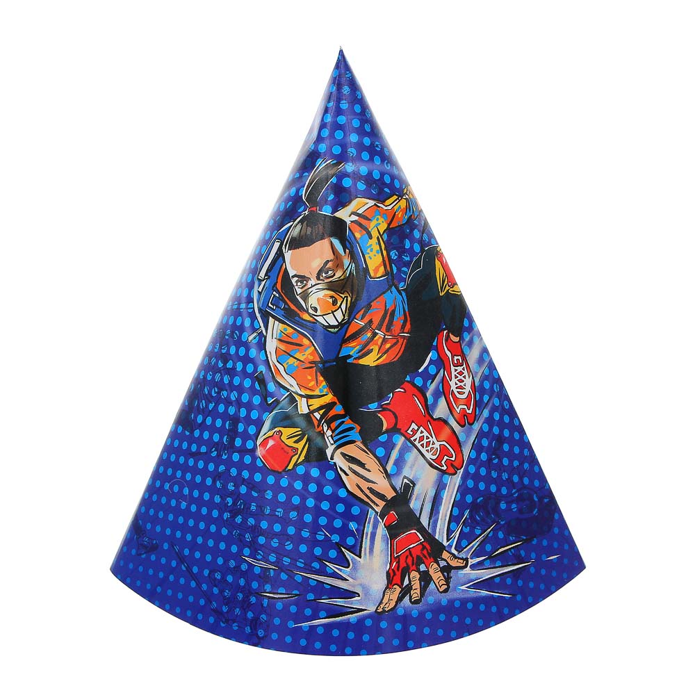 BY Супергерои вселенной Набор праздничных бумажных колпаков 6шт, 40х20см, арт.№ 585-043