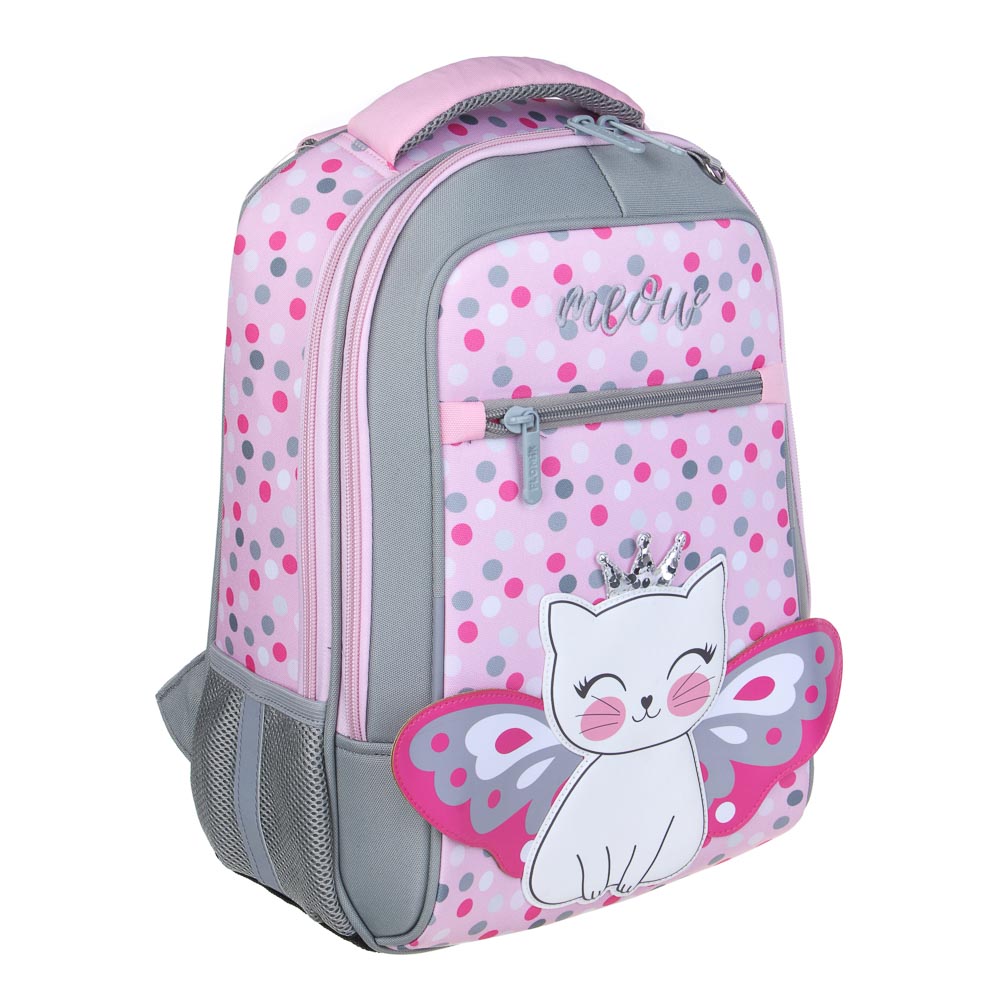 Котик с Крыльями Рюкзак шк.жесткий 39х30х15см, 2 отд., 3 карм., эрг.спинка, ручка, нашивка, вес<900г, арт.№ 254-003