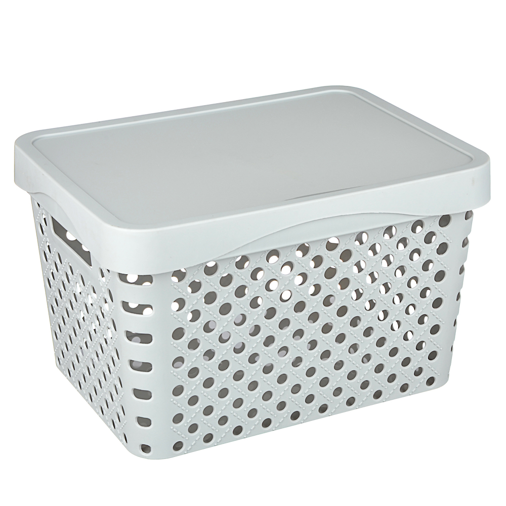 Корзина для хранения с крышкой 17л, 36,5х27,5х21,5см, пластик, 2 цвета, арт.№ 406-146