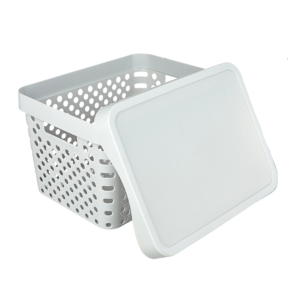 Корзина для хранения с крышкой 17л, 36,5х27,5х21,5см, пластик, 2 цвета, арт.№ 406-146