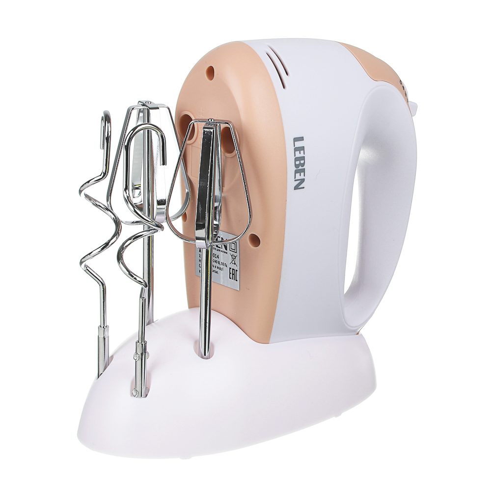 LEBEN Миксер кухонный 150Вт, 5 скоростей, 4 насадки на подставке, арт.№ 269-014